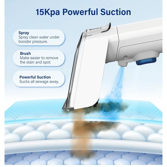 Compact White and Blue Carpet Cleaner - Picture 4 of 10